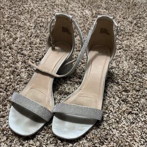 Elegant Silver Ankle Strap Heels